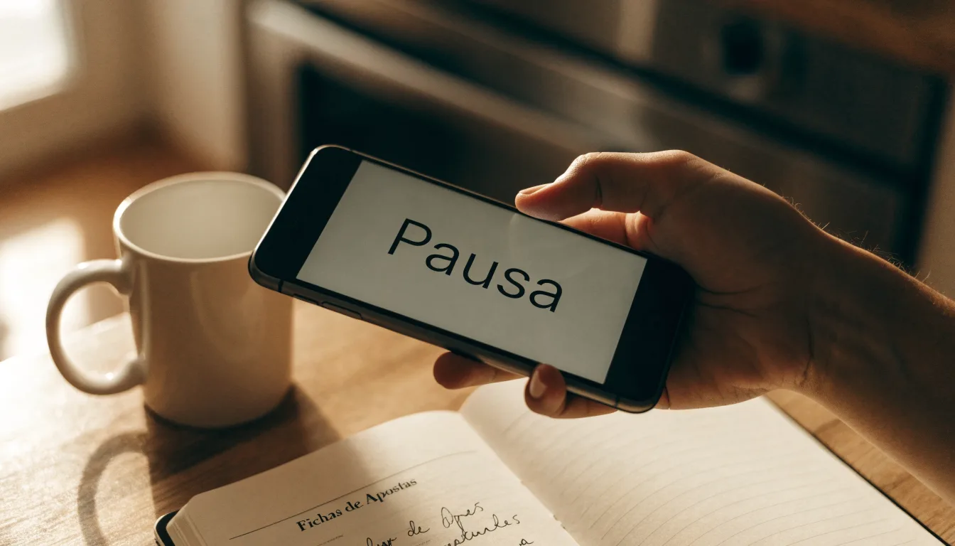 Um cartão de cidadão pousado ao lado de um telemóvel com um temporizador no ecrã, numa mesa de cozinha